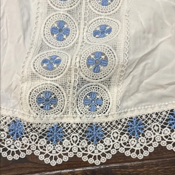 White and Blue Embroidered Coverup - Picture 3 of 7
